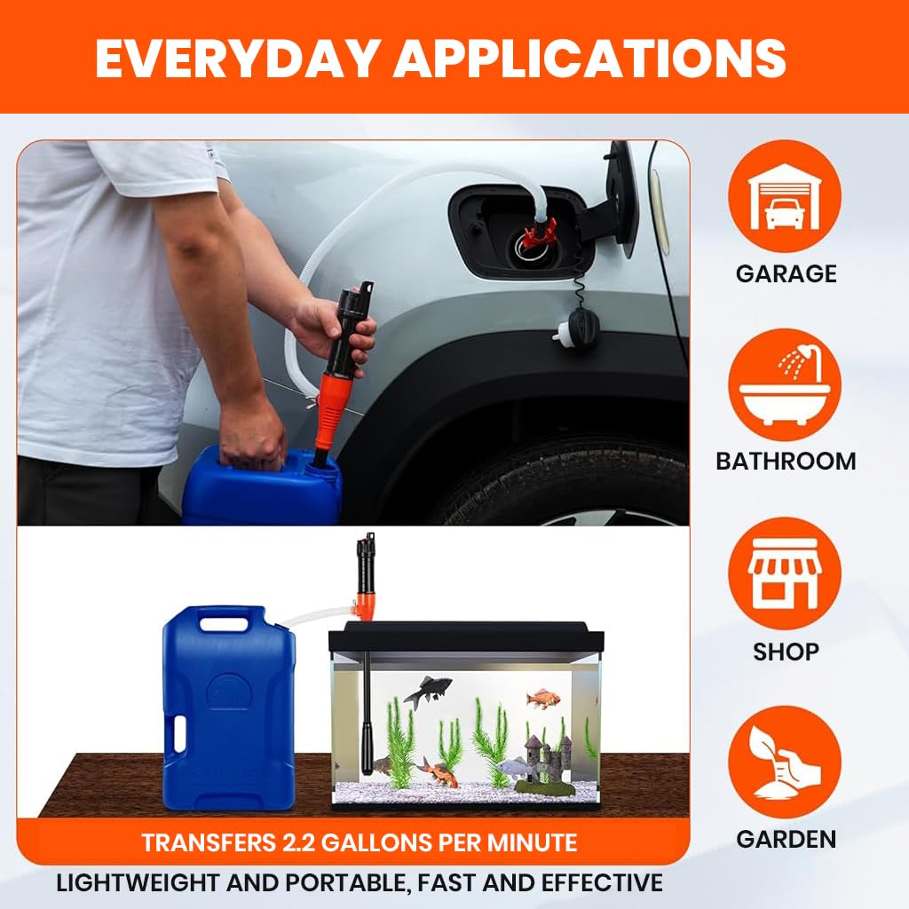 HASTHIP® Electric Oil Transfer Pump Long Nozzle Electric Siphon Pump for Gas, Fuel, Diesel, Battery Operated Portable Oil Transfer Pump