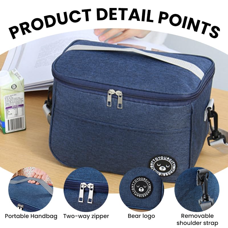 HASTHIP Insulated Lunch Bag for Camping and Office with Foil Liner & Shoulder Strap 26x18x17cm | Turquoise