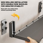 HASTHIP Kitchen Rack Wall Mounted for Space Saving with 5 Hooks and 22x7 in Foldable Shelf | No Drill Organizer for Condiments and Utensils