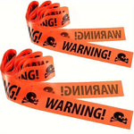HASTHIP® 2PCS Orange Pirate Skull Warning Tape, Used for Halloween Decoration and Scary Party Decoration Warning Tape.8cm*5m-Tangerine