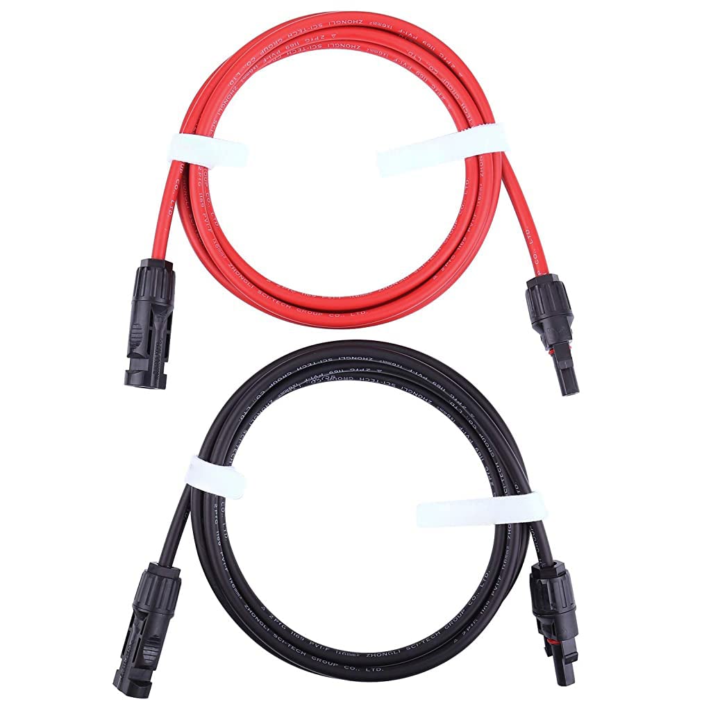 3ft 10AWG Solar Extension Cable with Solar Panel Female and Male Connector Solar Panel Adapter (2pcs)