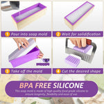 HASTHIP Silicone Soap Mold for DIY Soap Making 1200g Capacity with Wooden Box and Dual Cutters