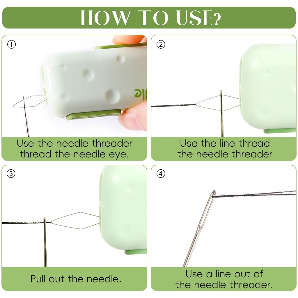 HASTHIP 3 in 1 Automatic Needle Threader for Sewing and Embroidery with Dual Head Design | Compact Tool for Quick Threading and Seam Ripping