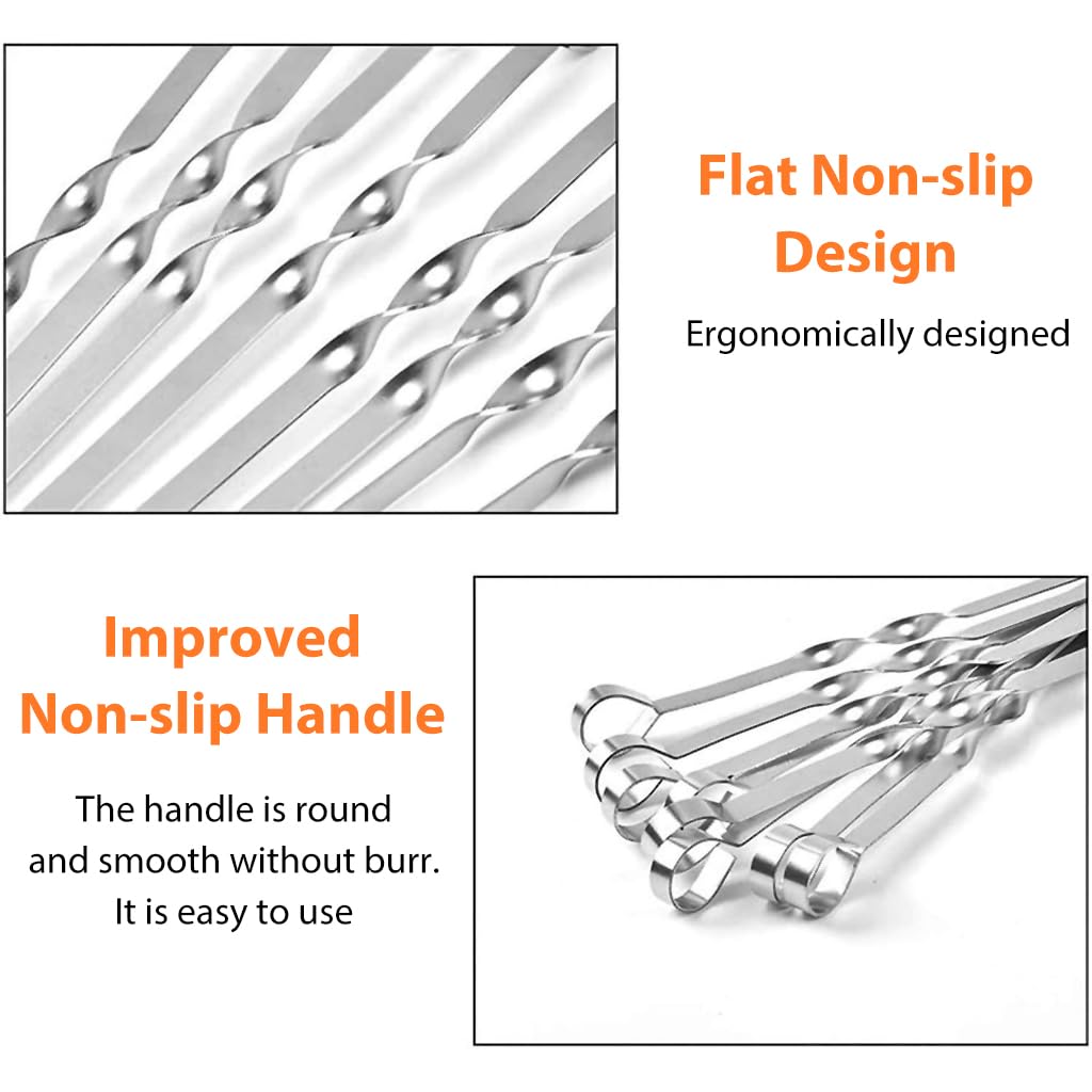 HASTHIP Corn Holders for BBQ and Grilling featuring Dual Fork Design with Ergonomic TPR Grip | 8pcs 430 Stainless Steel Interlocking Skewers