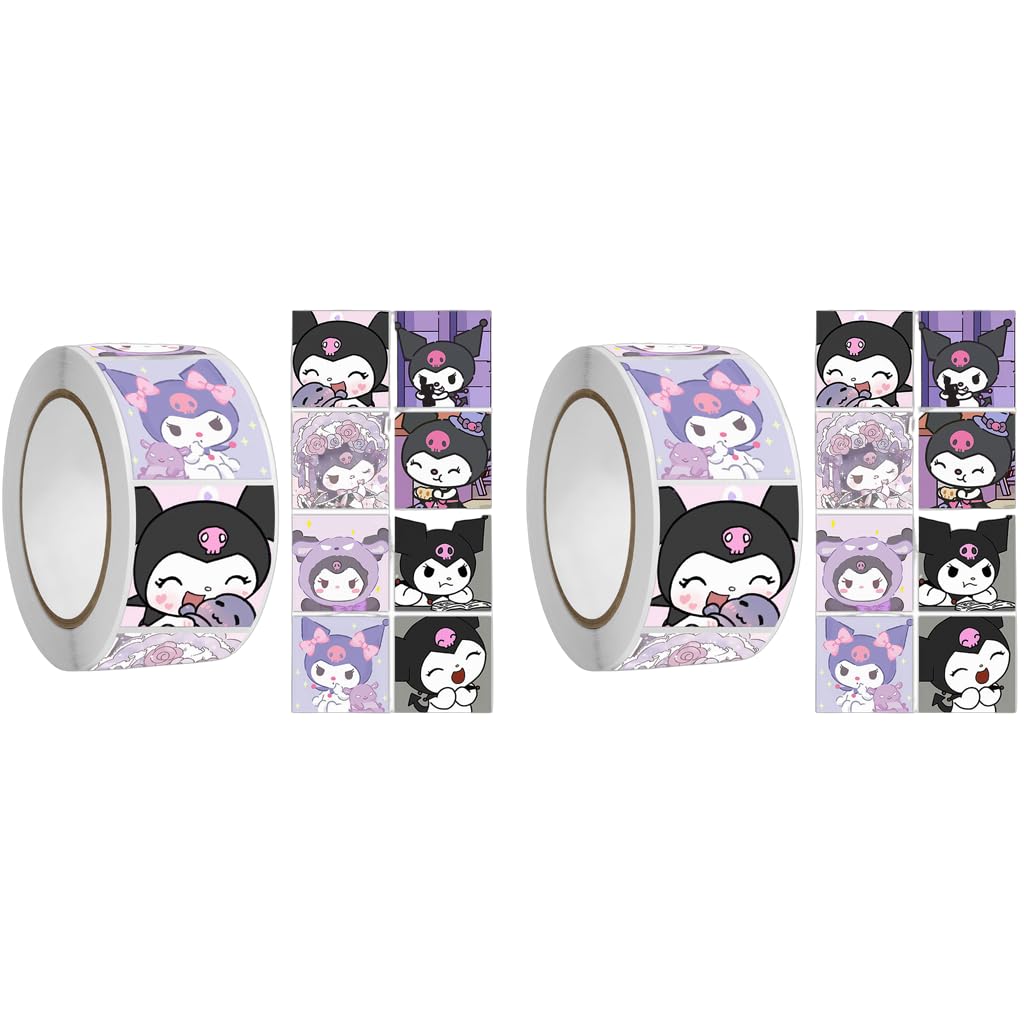 HASTHIP Kuromi Stickers 500pcs with 8 Cute Designs for DIY Decor and Kawaii Sanrio Fans