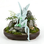 HASTHIP® ORTIZA Resin Fairy Figurine Desktop Ornament, Sitting Angel Fairy Statue with Wings, Green Dress Elf Sculpture Fantasy Angel Sculpture for Shelf, Table & Home Decor, Home Decoration Items
