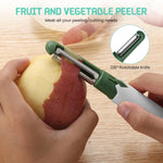 2 in 1 Stainless Steel Fruit Knife Peeler, Vegetable Peeler Dual-Use Knife for Potato Cucumber Carrot Scrapper Double Edge Serrated Portable Peeling