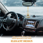 HASTHIP Car Hanging Ornament for Rearview Mirror featuring Golden Alloy Gourd and Crystal Beads | Good Luck Car Decor Gift