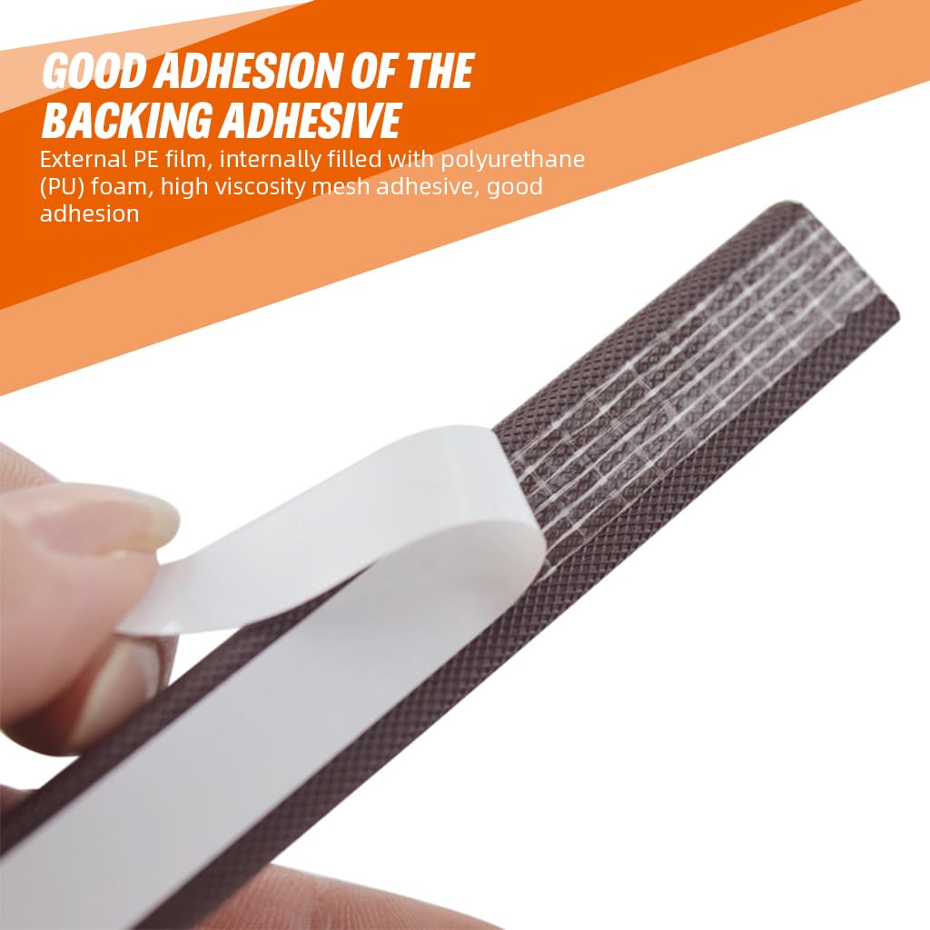 HASTHIP Door Gap Filler for Doors and Windows with Self Adhesive Grid Backing 9.8 ft Brown | Soundproof and Weatherproof Silicone Strip