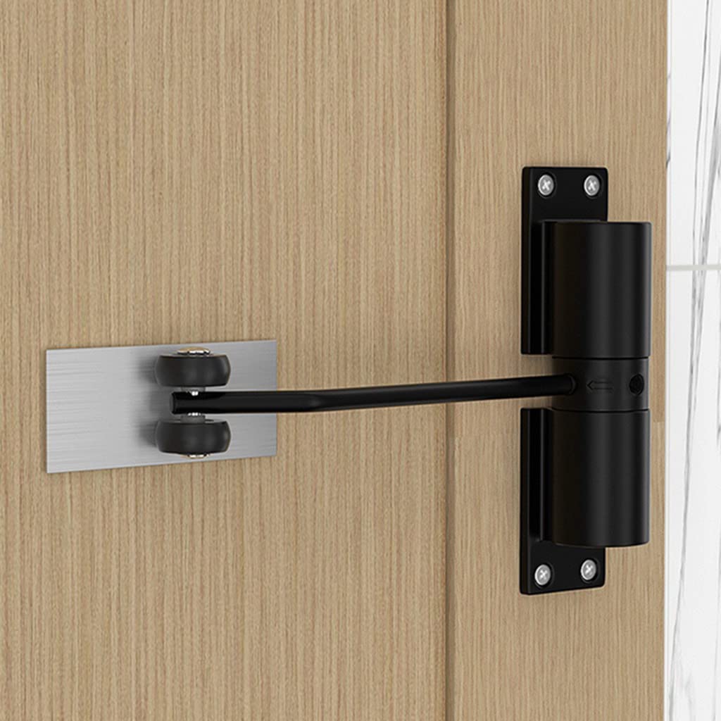 HASTHIP Auto Door Closer for Home and Office with Adjustable Speed and Quiet Spring | Zinc Alloy Black 25 kg Model