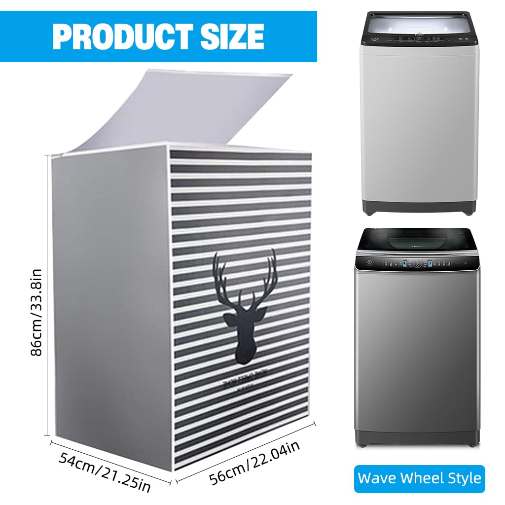 HASTHIP Washing Machine Cover for Top Load Washers with Zipper Access 56x60x83cm | Black Dustproof PEVA
