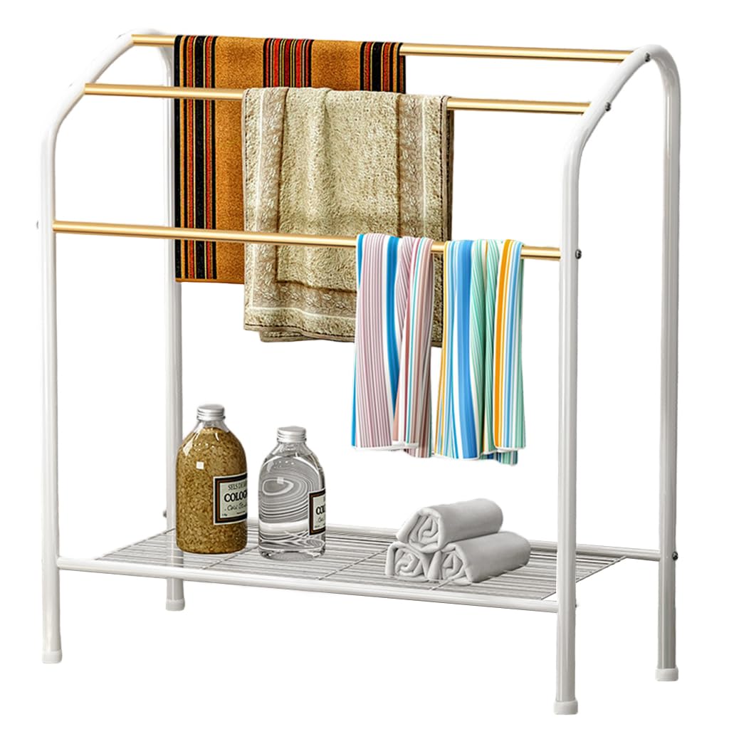 HASTHIP Towel Rack for Bathroom and Balcony featuring Triplet Stepped Bars | 75.2x31.2x73 cm Metal Frame