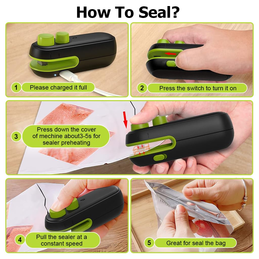 HASTHIP 2 in 1 Hot Bond Bag Sealer for Chips and Snack Bags with Built In Cutter | Rechargeable