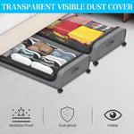 HASTHIP Under Bed Storage for Clothes and Shoes with Wheels and Clear Lid 80x44x13cm