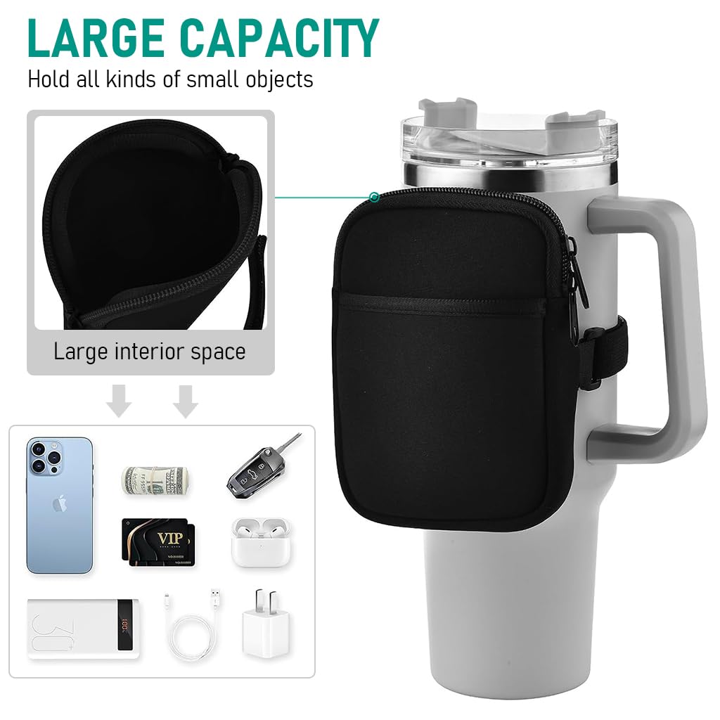 HASTHIP Water Bottle Pouch for Gym and Outdoor Use with Adjustable Strap and Zipper Pocket | Black