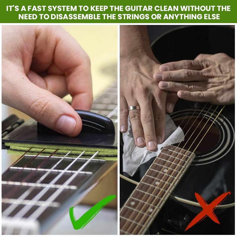 HASTHIP Guitar String Cleaner Pad for Acoustic and Electric Bass featuring Double-Sided Scouring | 3PCS Reusable Fretboard Cleaning Tool