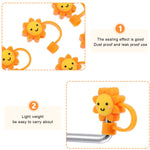 HASTHIP Silicone Straw Tips Cap Lids 12pcs for 6–8 mm Straws with Cute Anti Dust Covers | Reusable Drinking Straw Toppers for Kids