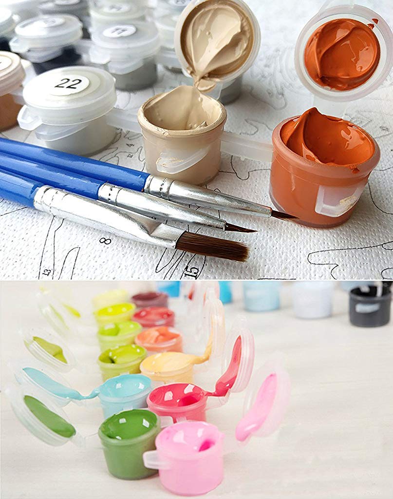 DIY Oil Painting Paint by Numbers for Adults and Kids Gift Kits Pre-Printed Canvas Beginner with Brushes and Pigment -Xanadu 16 * 20 inch, Multicolour