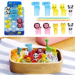 HASTHIP Food Fruit Forks for Kids with Safe Rounded Tips and Cute Cartoon Handles | 10 Pcs Reusable BPA-Free Plastic