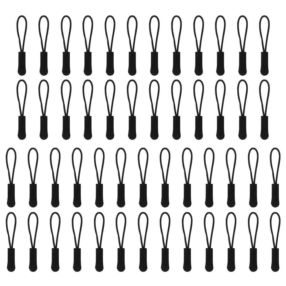 HASTHIP Zipper Pulls Tab for Backpack and Clothes featuring PVC Handle | 50Pcs Black