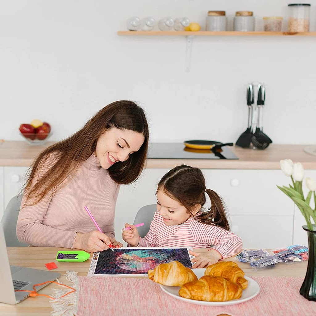 HASTHIP Diamond Painting Kit for Bright Moon Scene with 30x40cm Canvas | DIY 5D Art Set