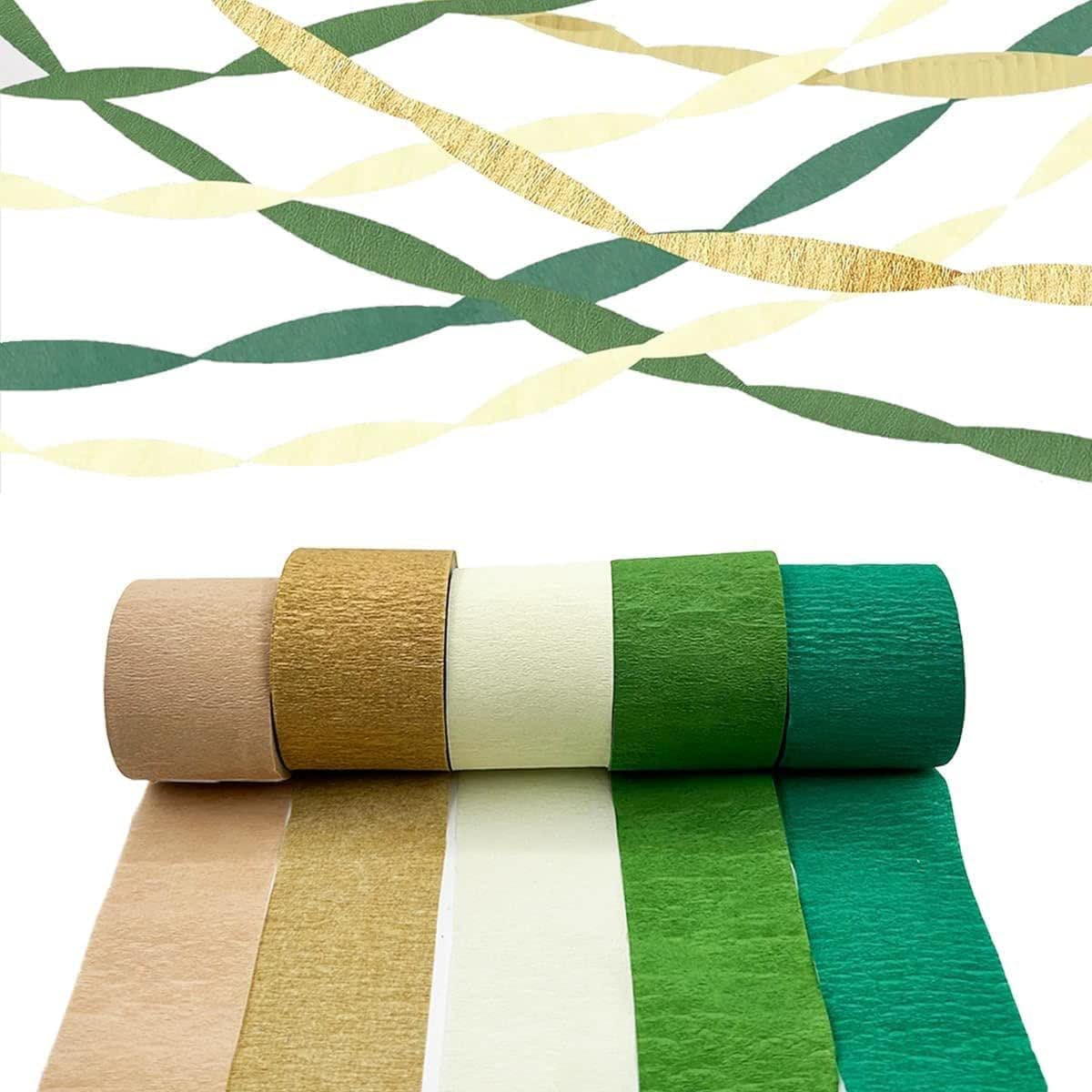HASTHIP Olive Green Crepe Streamers 5-Pack