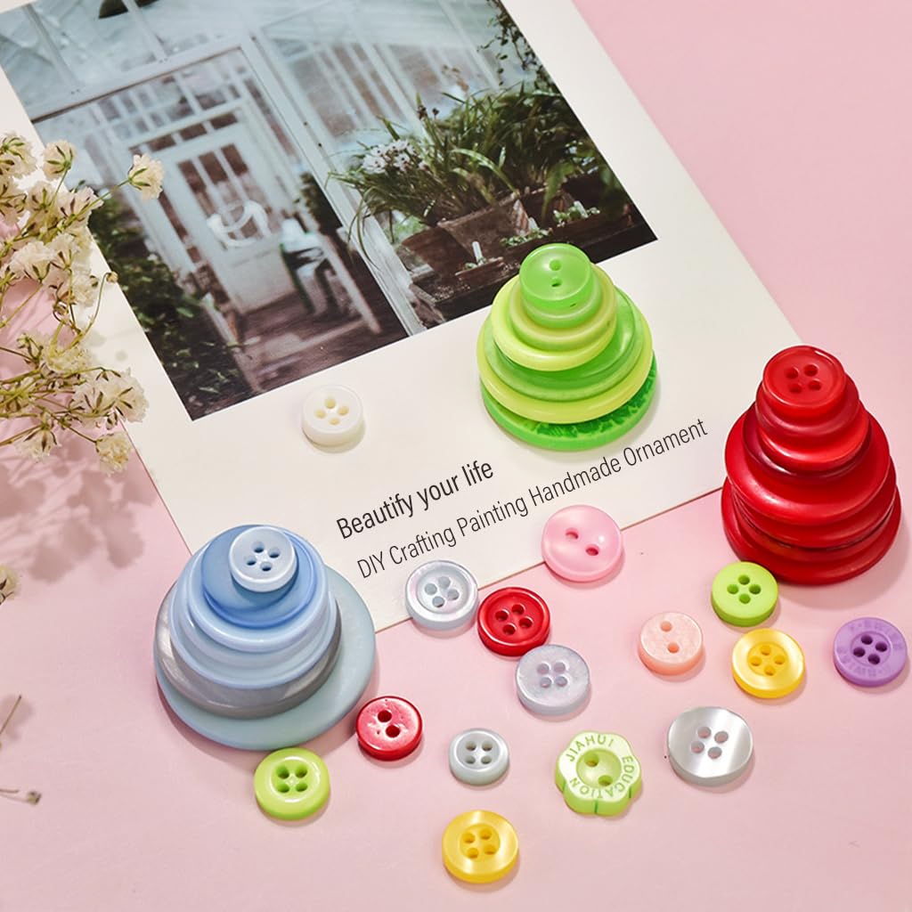 HASTHIP Colorful Buttons for Sewing and DIY Crafts featuring 300 pcs Resin Round Design