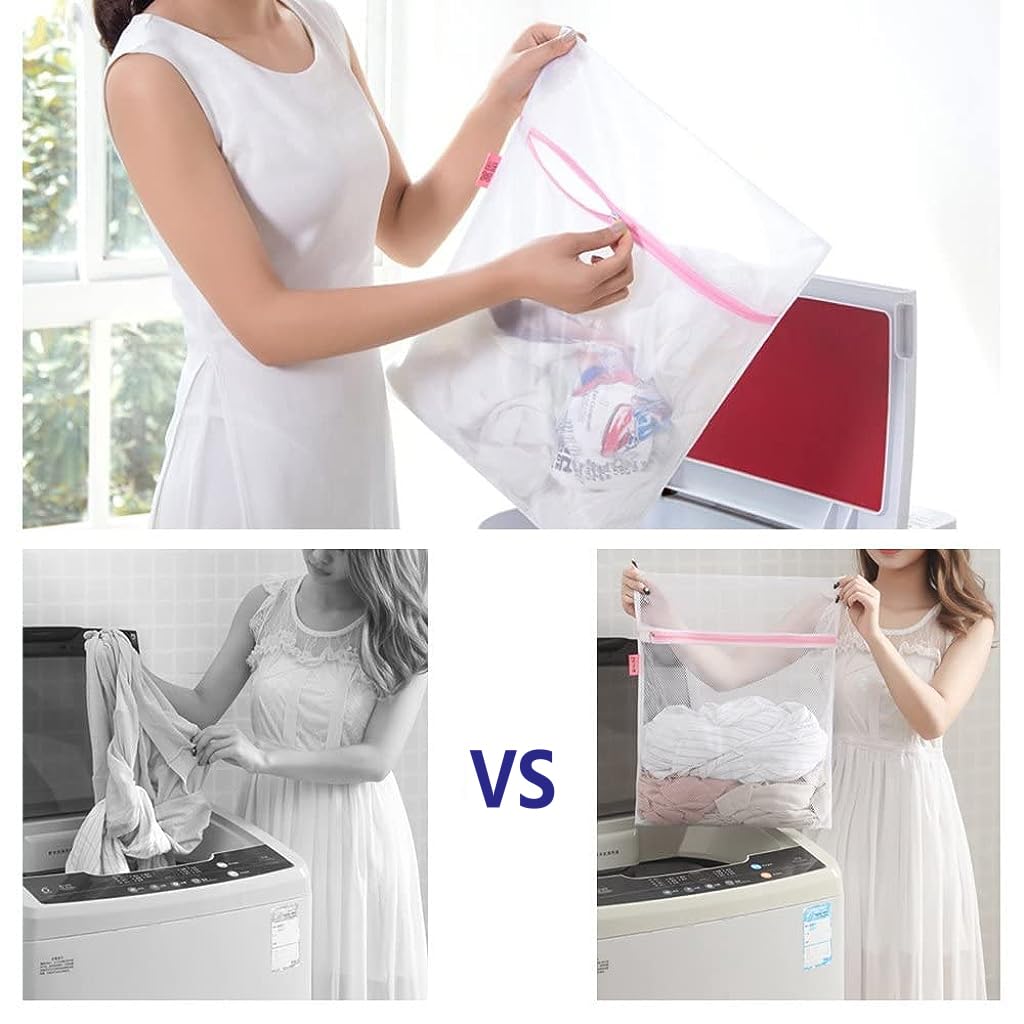 HASTHIP Mesh Laundry Bags for Washing Machine with Zipper Closure 5pcs 23x30–60x60cm