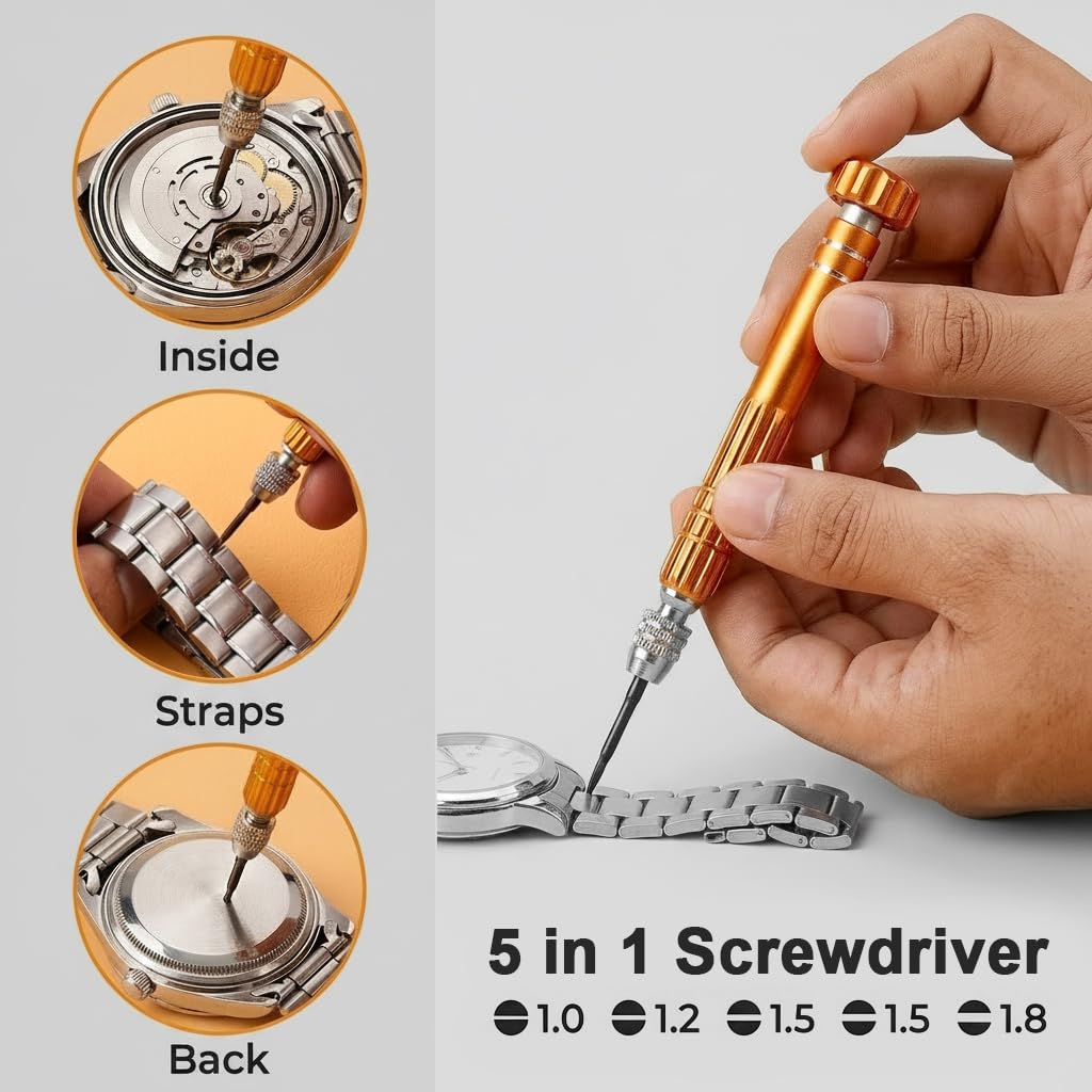 HASTHIP Watch Repair Kit with Watch Press, Case Back Opener & Link Remover