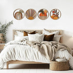 HASTHIP Wall Decor Set for Living Room and Bedroom featuring 4pcs 10 in Wooden Art | Quick Invisible Mounting
