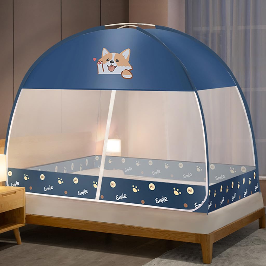 HASTHIP Pop Up Mosquito Net Tent for Double Bed with Dual Zipper Doors and Fine Mesh 6.6 x 7.2 ft