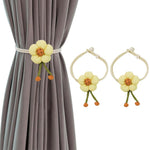 HASTHIP Curtain Tiebacks for Bedroom Decor featuring Built‑In Pin Design and 2PCS Boho Flower Holders