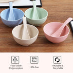 HASTHIP Cereal Bowls Set of 4 for Everyday Dining with 350ml Capacity and Wheat Straw Fiber | BPA-Free Microwave Safe Tableware for Kitchen