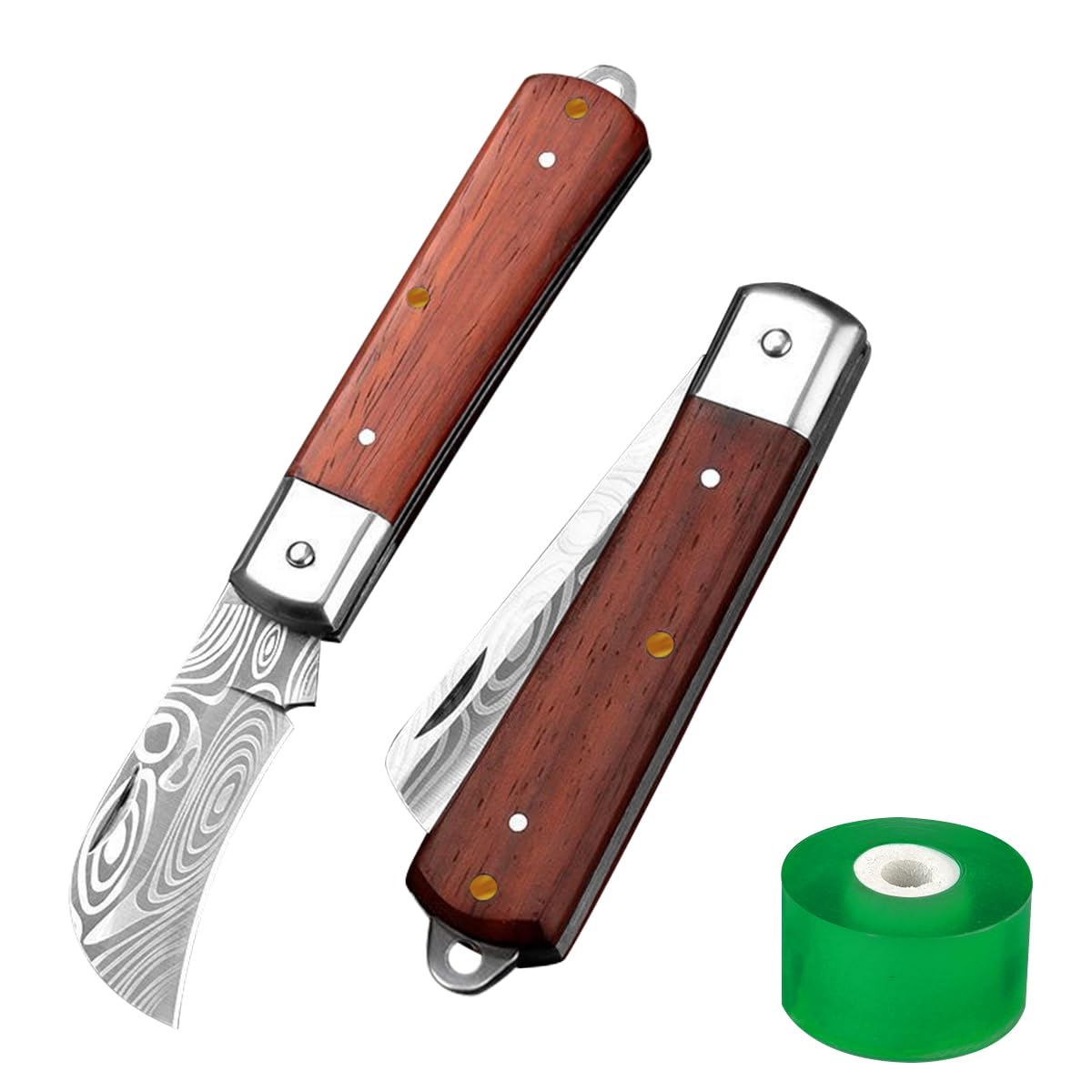 HASTHIP Grafting Cutter Tool for Fruit Trees and Flowers with 7.56 in Folding Design featuring Curved Steel Blade and Anti Slip Wooden Handle