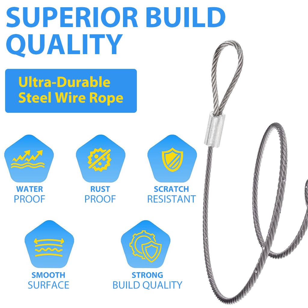 HASTHIP Hanging Pots Wire Ropes for Plants featuring Loop-Ended Design and 3.3ft Steel Cables