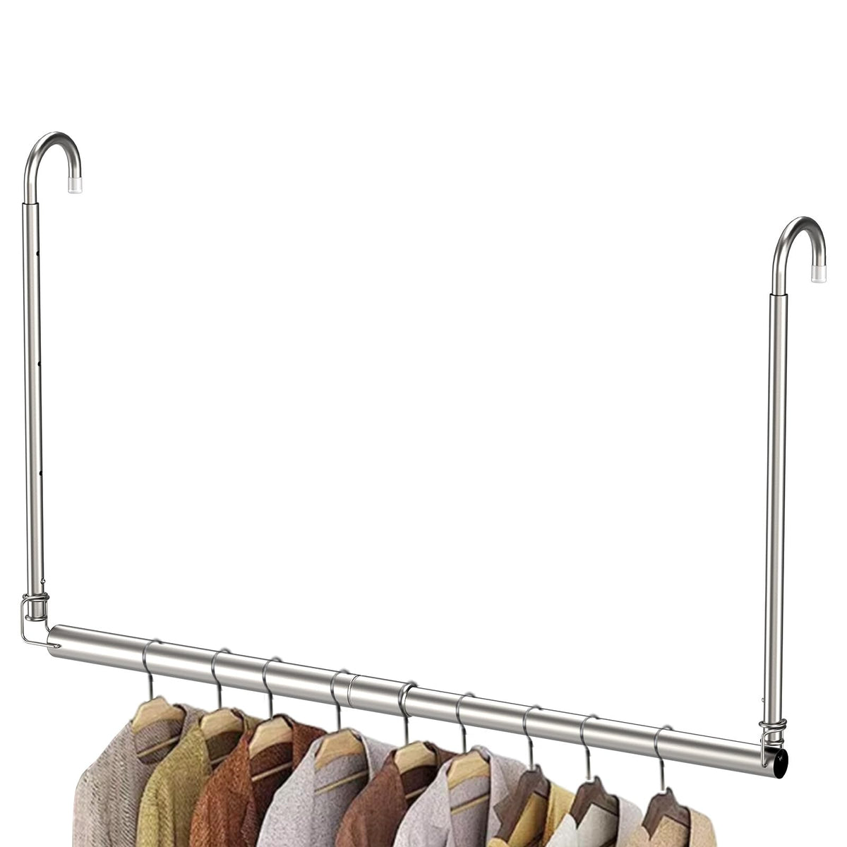 HASTHIP® Adjustable Hanging Closet Rod,Expandable Closet Extender Bar for Clothes,Space-Saving Double Hanging Organizer Rack Durable Metal Telescopic Garment Rod for & Drying Clothes