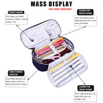 HASTHIP Large Capacity Pencil Case for School with 4 Layer Compartments and Combination Lock | Waterproof Blue Storage Box for Boys and Girls