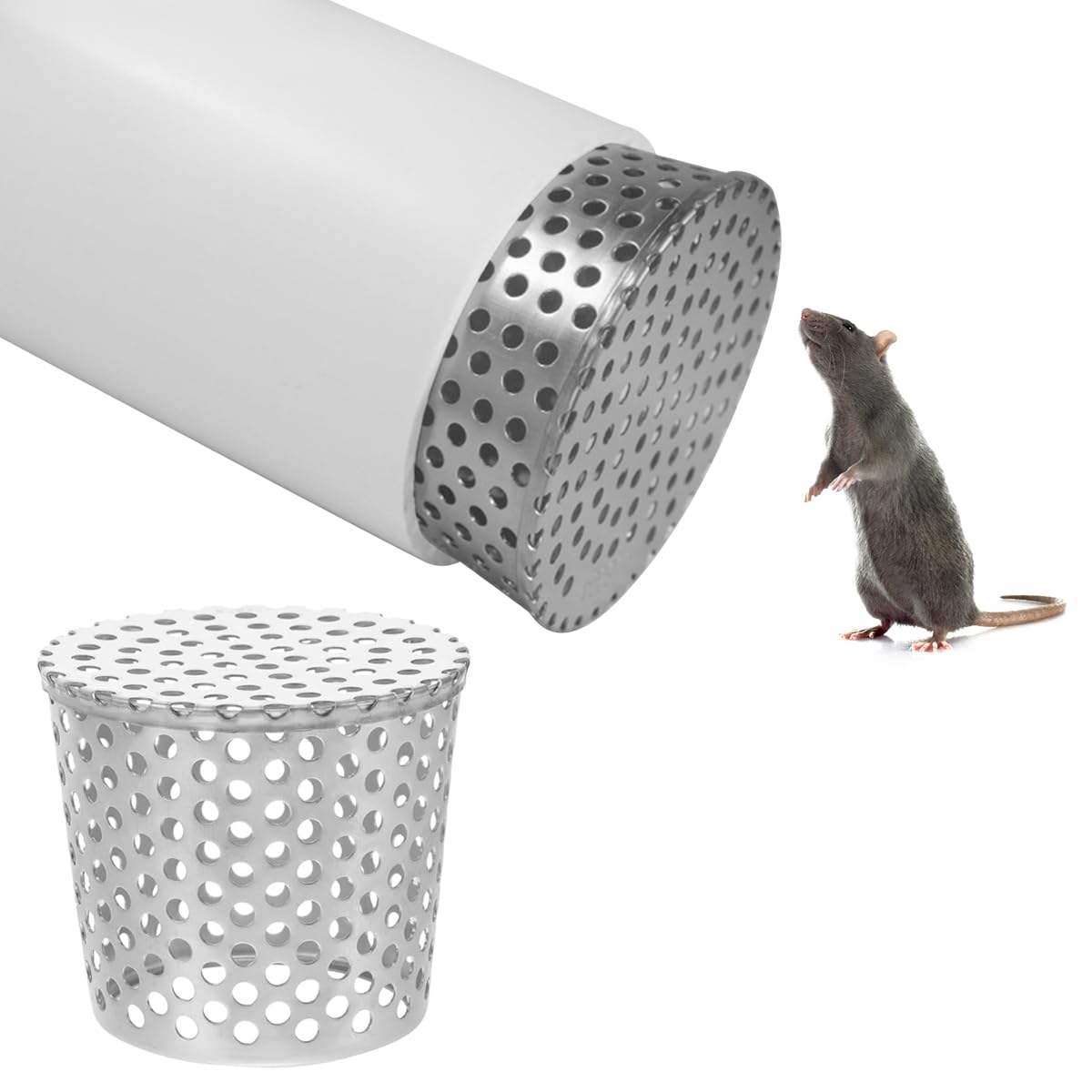 Stainless Steel Floor Drain Outlet Filter, Anti Rats Drain Outlet Mesh Cover, 160mm Diameter Strainer Gutter Downspout Strainer Fits 160-165mm Pipes, Universal Strainer for Leaf Gutter Guard