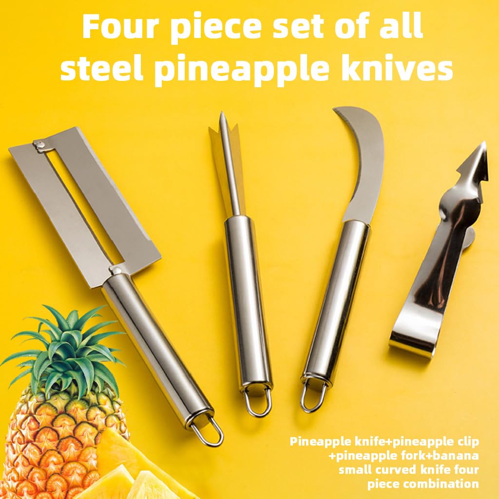 HASTHIP Pineapple Peeler Tool Set for Easy Fruit Prep featuring Curved Blade & Ergonomic Handles