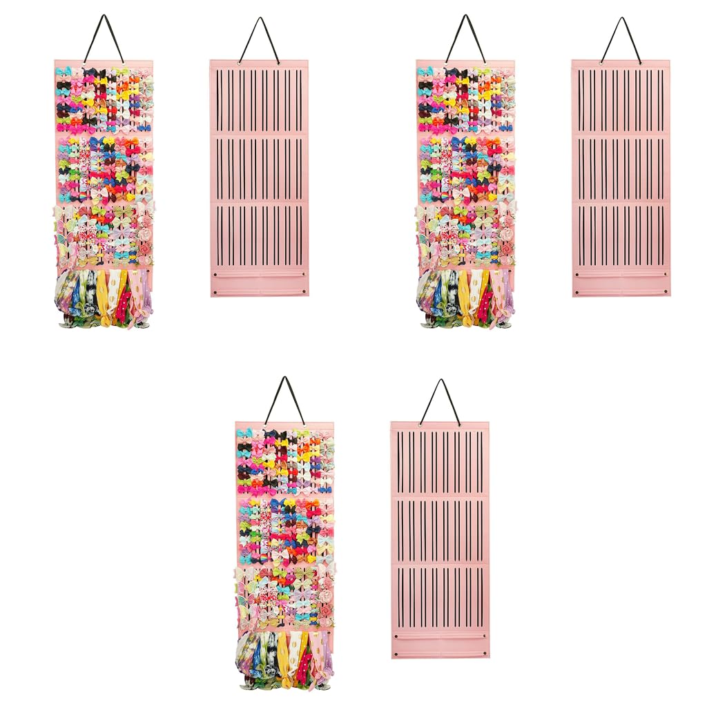 HASTHIP Hair Accessories Organizer for Girls with 3 Layer Hanging Rack 35.4x14.9 in Felt Display | 3 Pcs Set