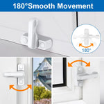 HASTHIP Window Sash Lock 4 Pc Set for Doors and Windows featuring T Handle Design | White Steel Secure Fit