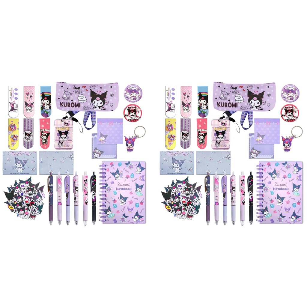 HASTHIP Kuromi School Supplies Set for Students with Notebook Pencil Pouch and 146PCS | Cute Gift for Girls