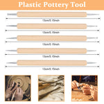 HASTHIP Clay Sculpting Toolkit for Polymer Clay and Ceramics with 25 Tools featuring Wooden Handles and Metal Tips | Storage Bag for Artists and Kids