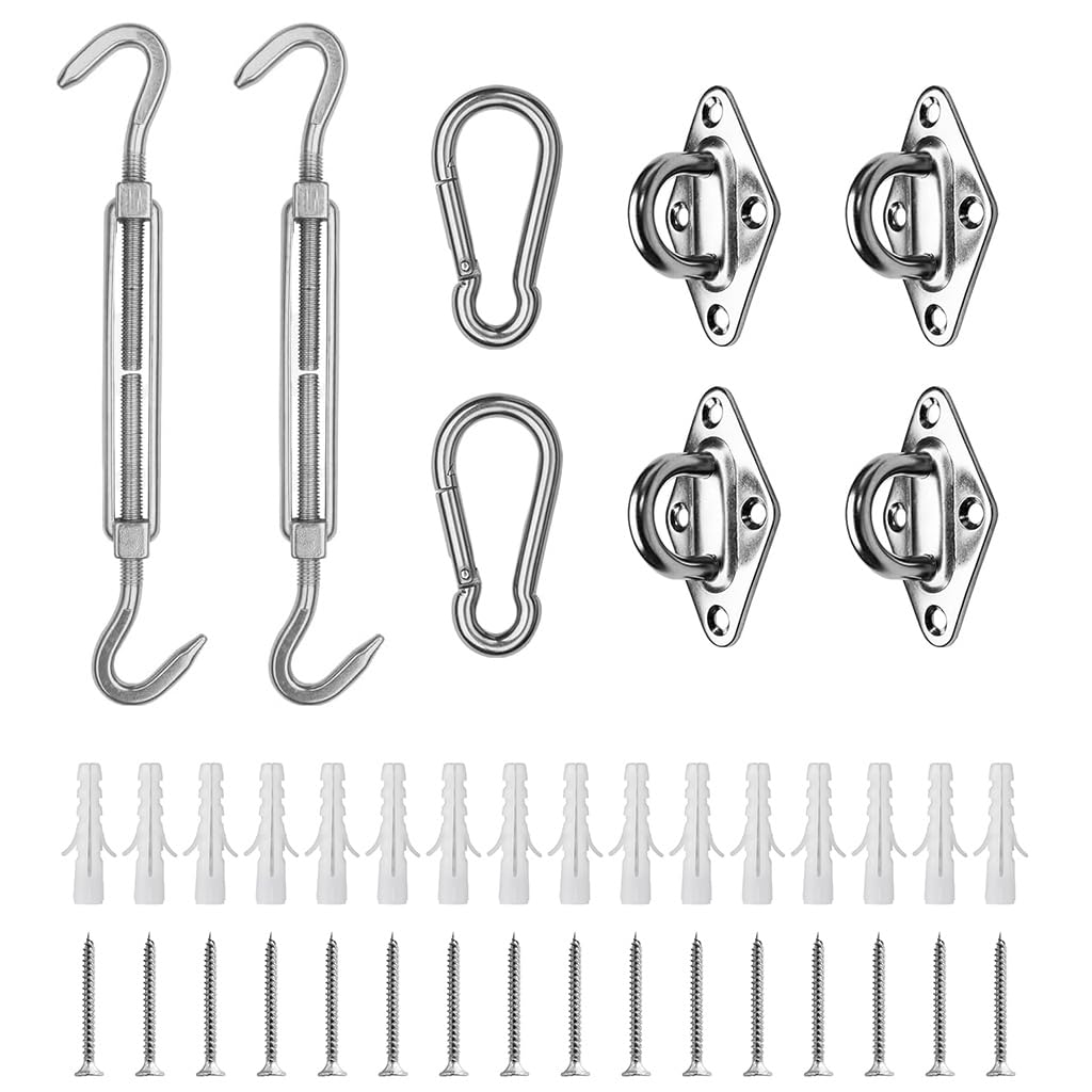 HASTHIP Sun Shade Sail Hardware Kit for Square and Rectangle Canopies with 2 Turnbuckles and 304 Stainless Steel Components