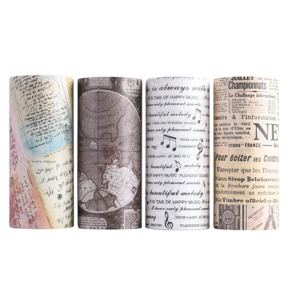 HASTHIP Washi Tape Set for Journals and Scrapbooks with 4 Rolls 78.74 in Each | Vintage Theme