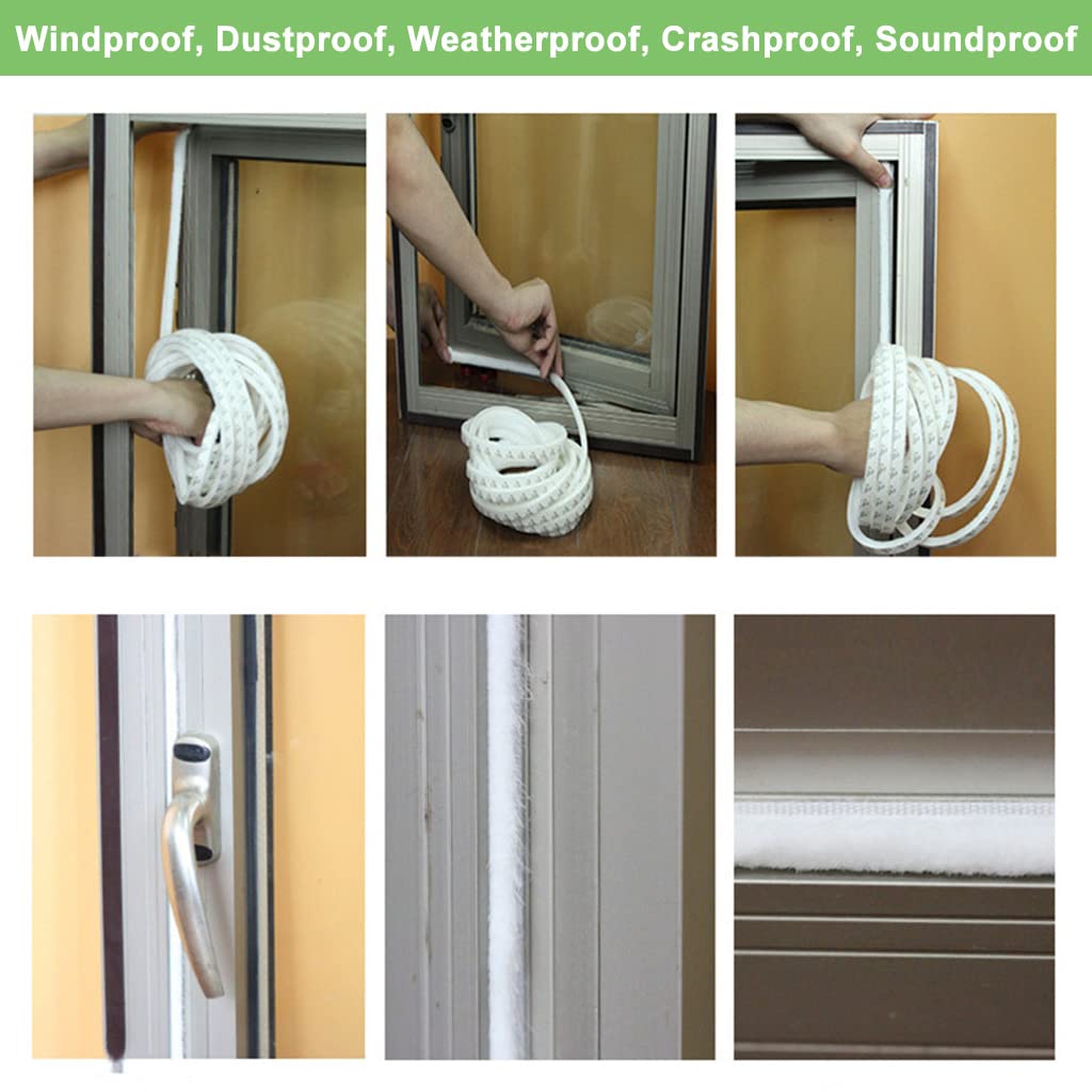 HASTHIP Door Sealing Strip for Soundproof and Dustproof Protection with Strong Adhesive 10 m White 3 PCS