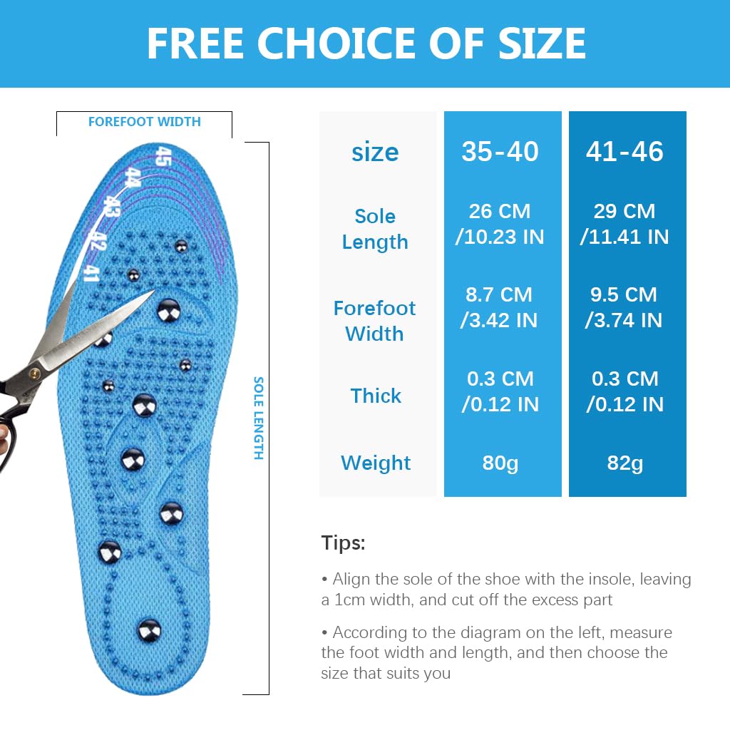 ALAY® 1 Pair Acupressure shoe sole, Breathable Magnet Nubs Massager shoe insoles for men women Stimulate Blood Circulation, Relieve Tension - acupressure tools acupressure kit (Small Size EU 35-40)