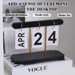 HASTHIP Wooden Perpetual Calendar for Office and Home with Retro Block Design | Desk Decor Gift