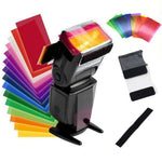 HASTHIP Flash Color Gel Filter Set for Canon Nikon Yongnuo | 12pcs with Velcro Holder