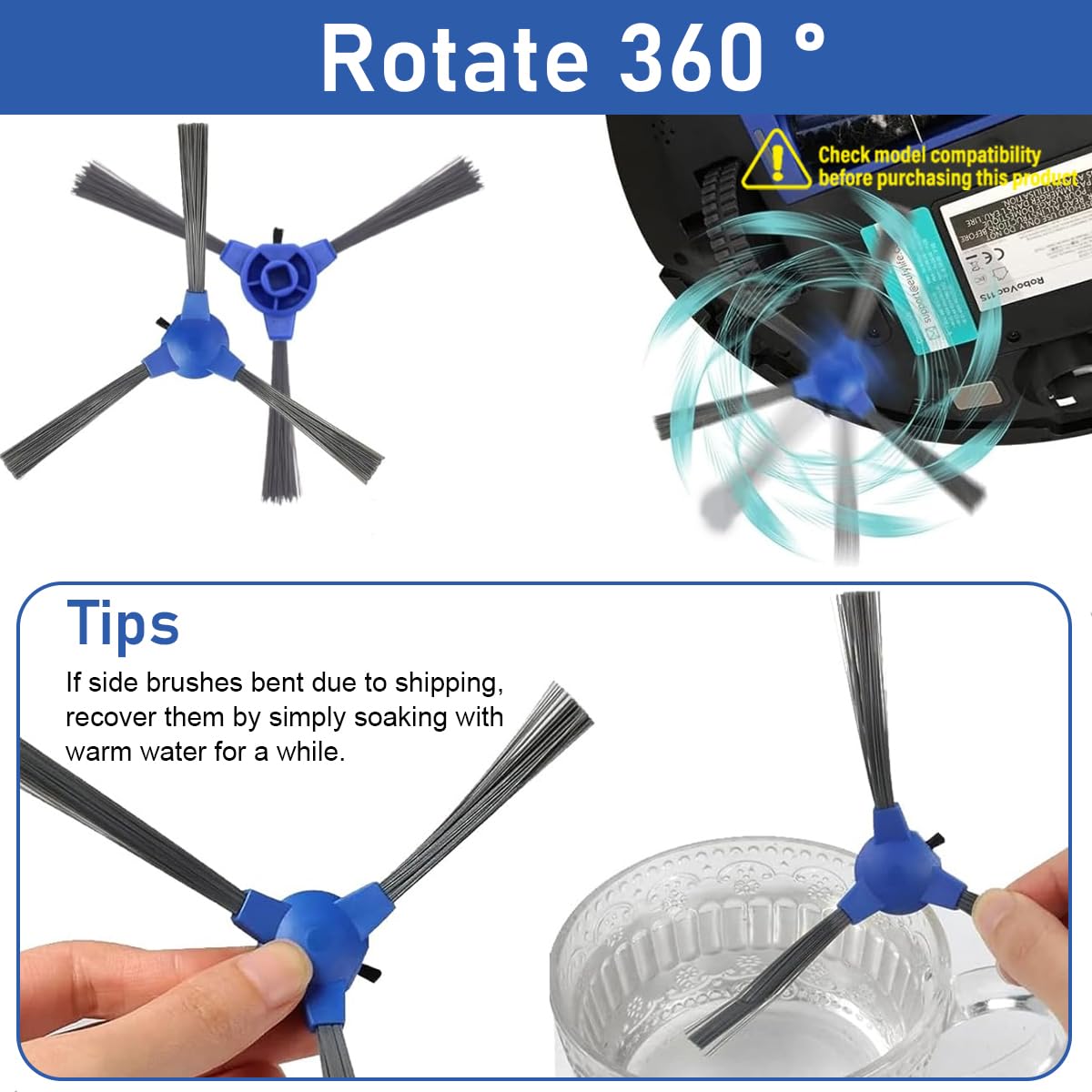 HASTHIP Replacement Side Brushes for Eufy RoboVac 11S 30 15C | Set of 4 Easy Install Parts